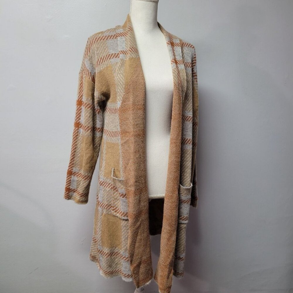 Andree by Unit Long Cardigan Sweater Brown Fall Soft Womens Small Earthy Cottage